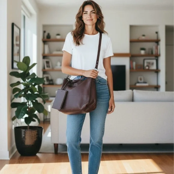 AllSaints Brown Leather Hobo Tote - Picture 5 of 15